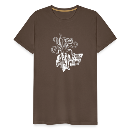 Kaffee trinkendes Skelett mit Tentakeln, Zeitung - Männer Premium T-Shirt - by Artful Alchemist