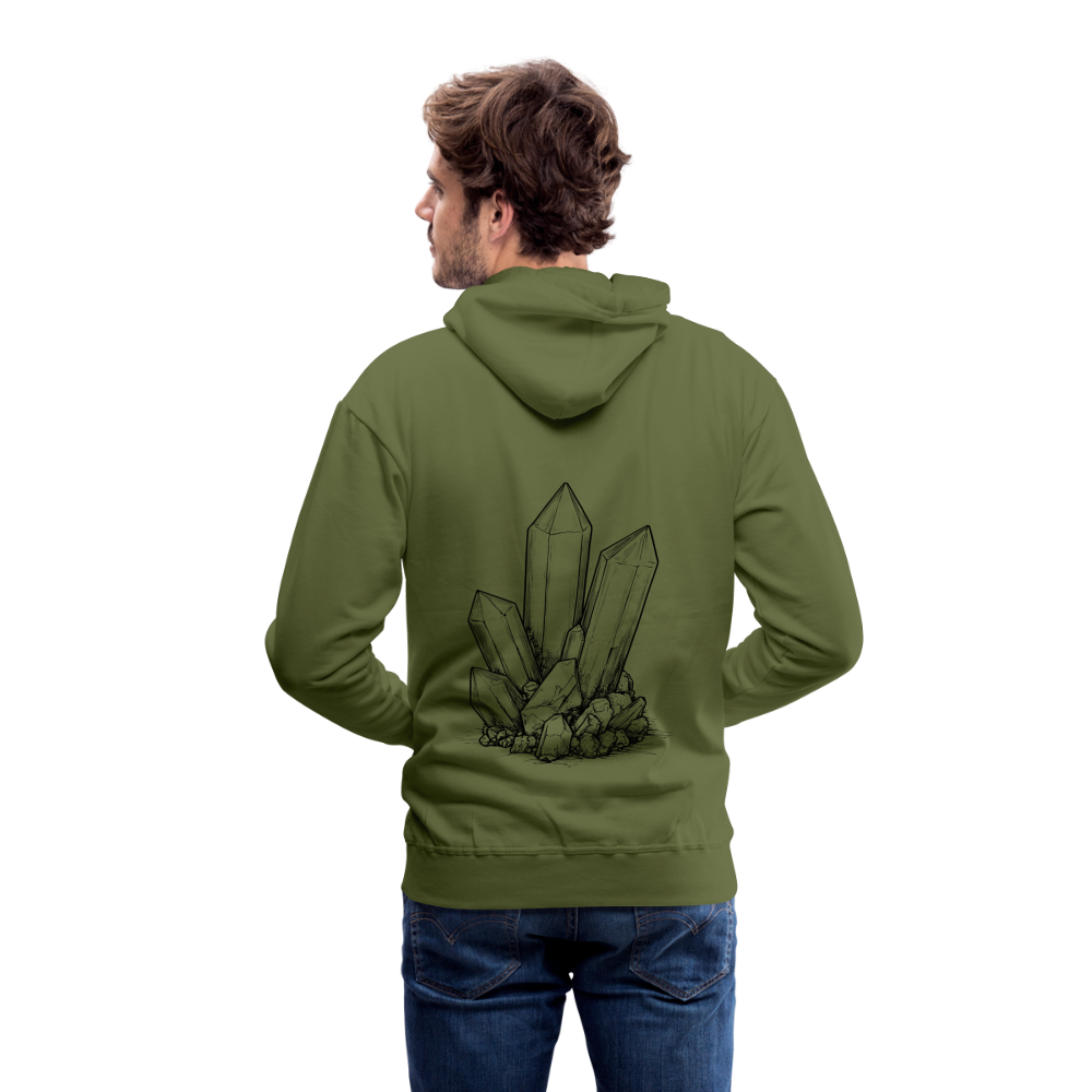 Berbau, Schlägel und Eisen, Bergkristall auf dem Rücken - Männer Premium Hoodie - Olivgrün