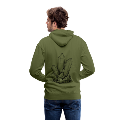 Berbau, Schlägel und Eisen, Bergkristall auf dem Rücken - Männer Premium Hoodie - by Artful Alchemist