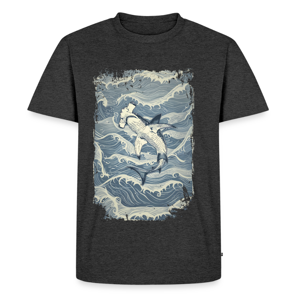 Vintage Hammerhai im japanischen inspirierten Tattoo Stil - Männer Premium T-Shirts - Anthrazit meliert