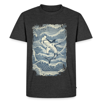 Vintage Hammerhai im japanischen inspirierten Tattoo Stil - Männer Premium T-Shirts - Anthrazit meliert