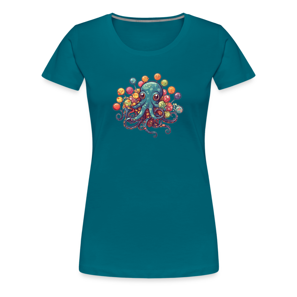 Lustiger Comic Oktopus mit Lollipops - Frauen Premium T-Shirts - Divablau