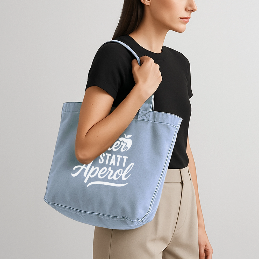 Äppler statt Aperol - Vintage-Washed Shopper - vintage light blue