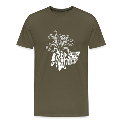Kaffee trinkendes Skelett mit Tentakeln, Zeitung - Männer Premium T-Shirt - by Artful Alchemist