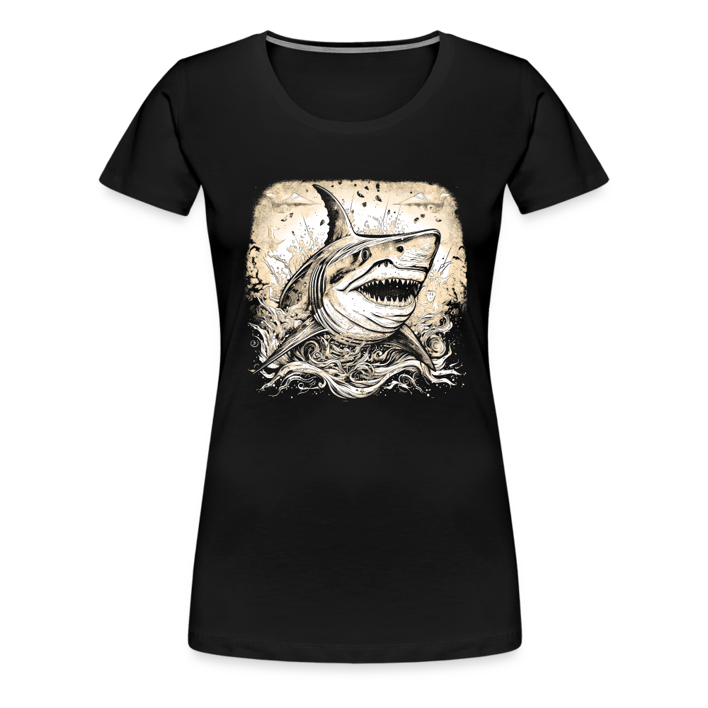 Cooler Retro Hai - Frauen Premium T-Shirts - Schwarz