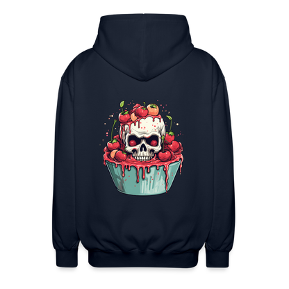 Gruseliges Horror Kirschtörtchen - Happy Halloween - Unisex Kapuzenjacke - by Artful Alchemist