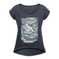 Vintage Hammerhai im japanischen inspirierten Tattoo Stil - Frauen T-Shirt mit gerollten Ärmeln - Navy meliert
