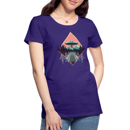 Retro UFO 80er Jahre Motiv - Frauen Premium T-Shirt - by Artful Alchemist