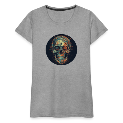 Retro Futuristischer Totenkopf Skull Cyborg- Frauen Premium T-Shirt - by Artful Alchemist