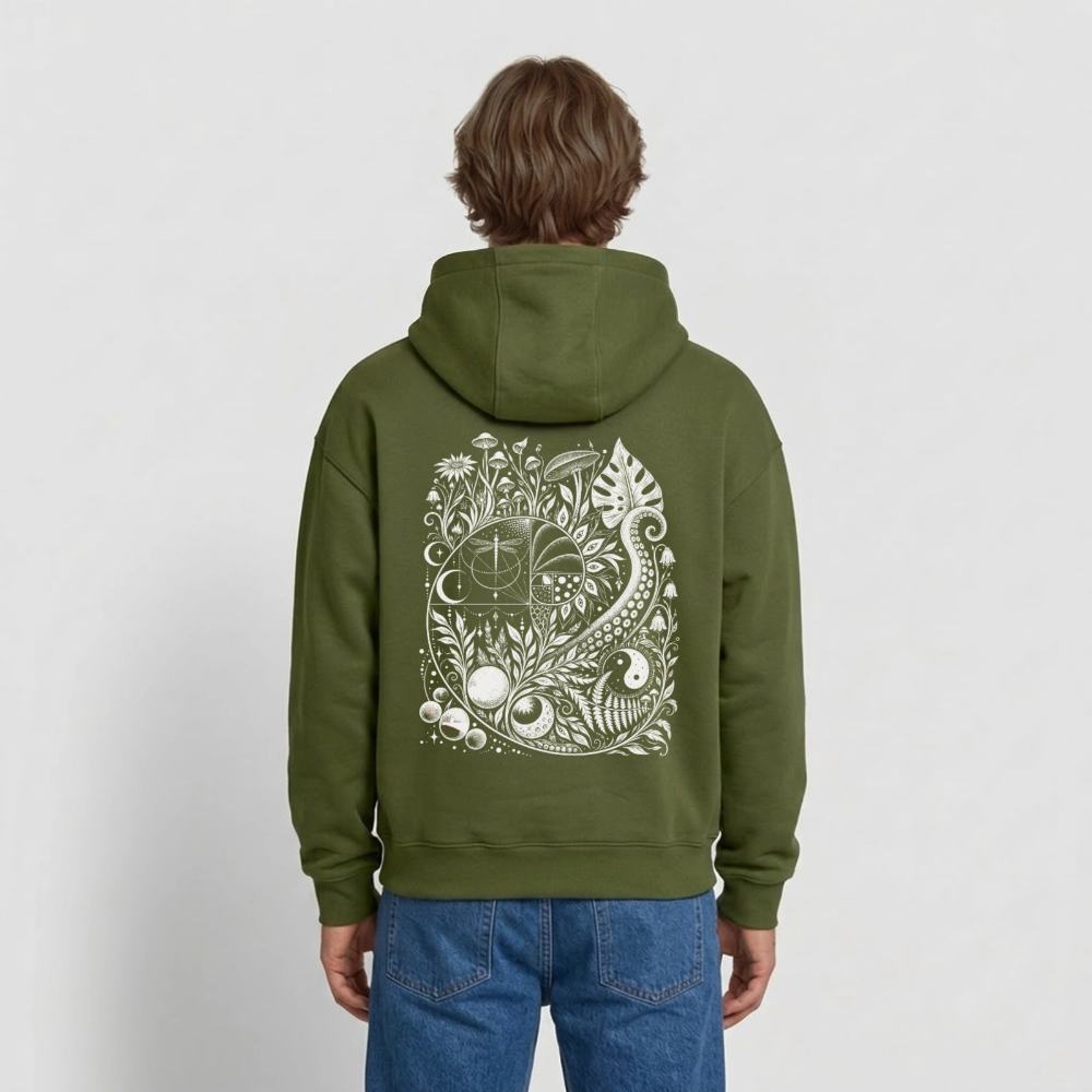 Nature Spiral – Oversized Heavyweight Unisex Hoodie - Khaki