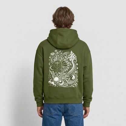 Nature Spiral – Oversized Heavyweight Unisex Hoodie - Khaki