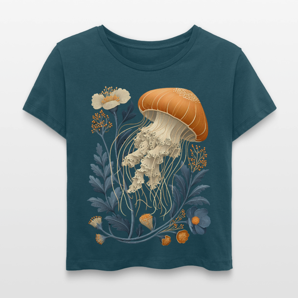 Floral Jellyfish - Stanley/Stella Relaxed Rundhals Frauen Bio-T-Shirt SERENA - Dunkles Petrol