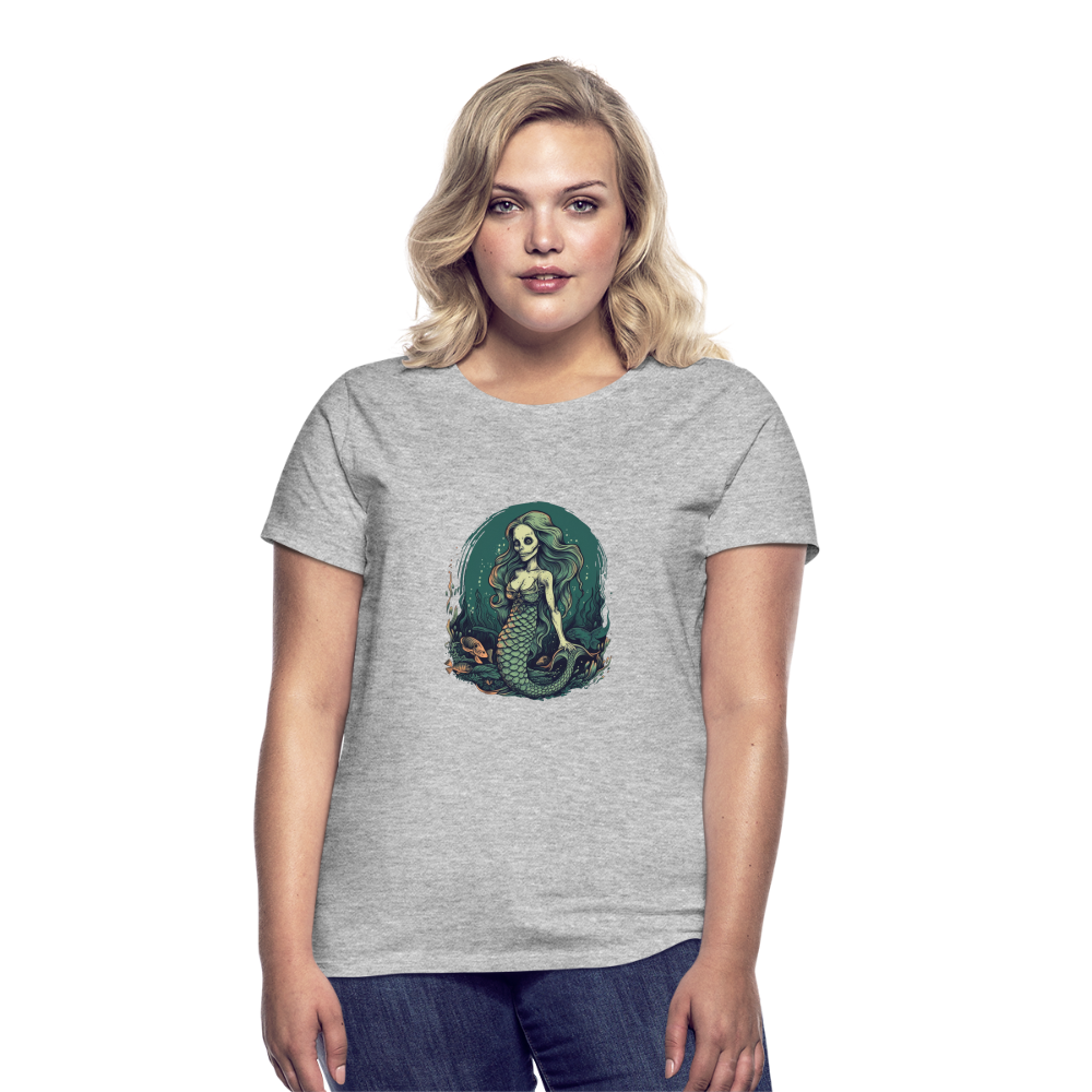 Comic Ghul Zombie Meerjungfrau - Frauen T-Shirt - Grau meliert