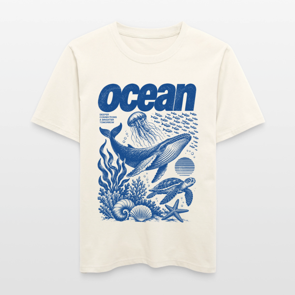 Ocean – Relaxed Fit Unisex Bio-T-Shirt mit Wal und Meerestieren - Naturweiß 