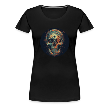Retro Futuristischer Totenkopf Skull Cyborg- Frauen Premium T-Shirt - by Artful Alchemist