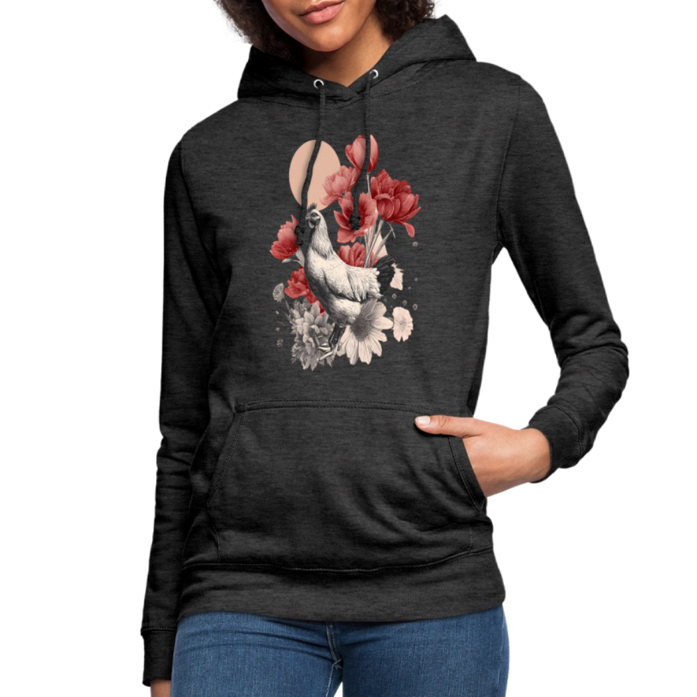 Vintage Boho Blossom Chicken - Frauen Hoodie - Anthrazit