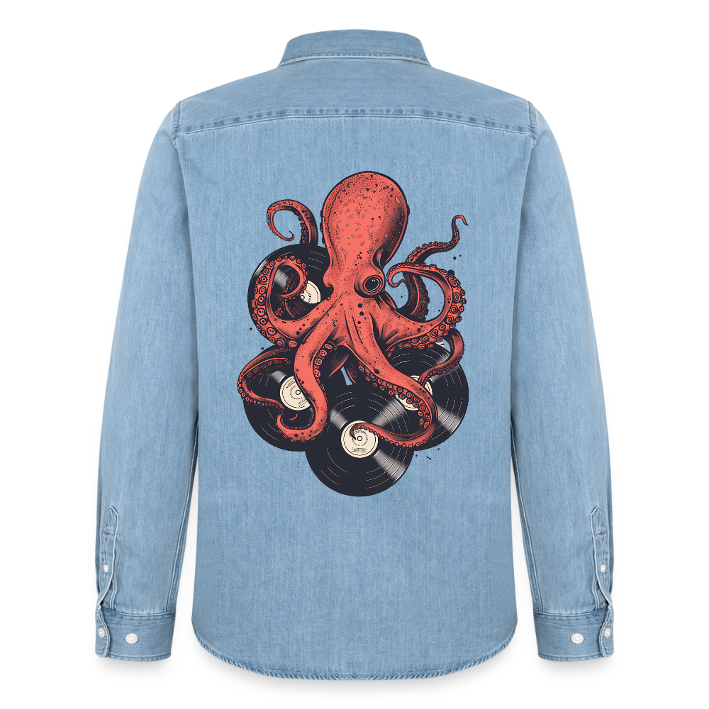 Vinyl Octopus – Denim Edition - Stanley/Stella Denim Hemd - verwaschenes Hellblau