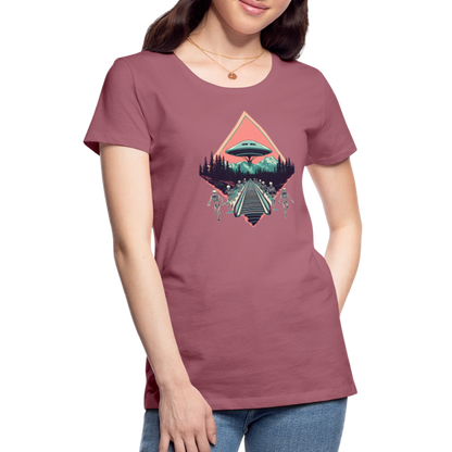 Retro UFO 80er Jahre Motiv - Frauen Premium T-Shirt - by Artful Alchemist