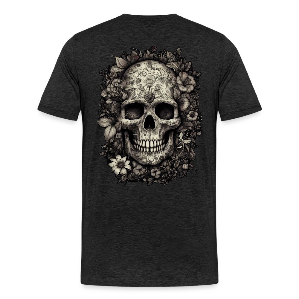 Boho Totenkopf mit Tattoos und Blumen - Männer Premium T-Shirt - Anthrazit