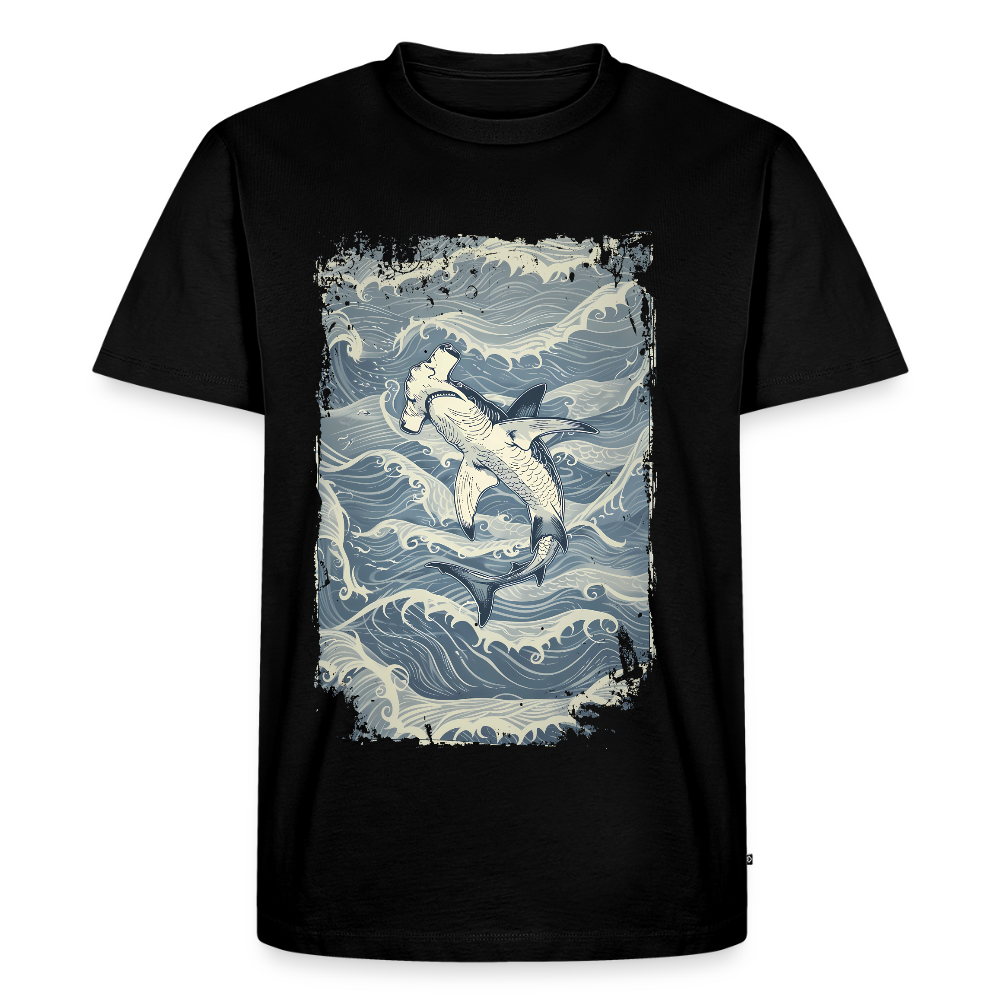 Vintage Hammerhai im japanischen inspirierten Tattoo Stil - Männer Premium T-Shirts - Schwarz