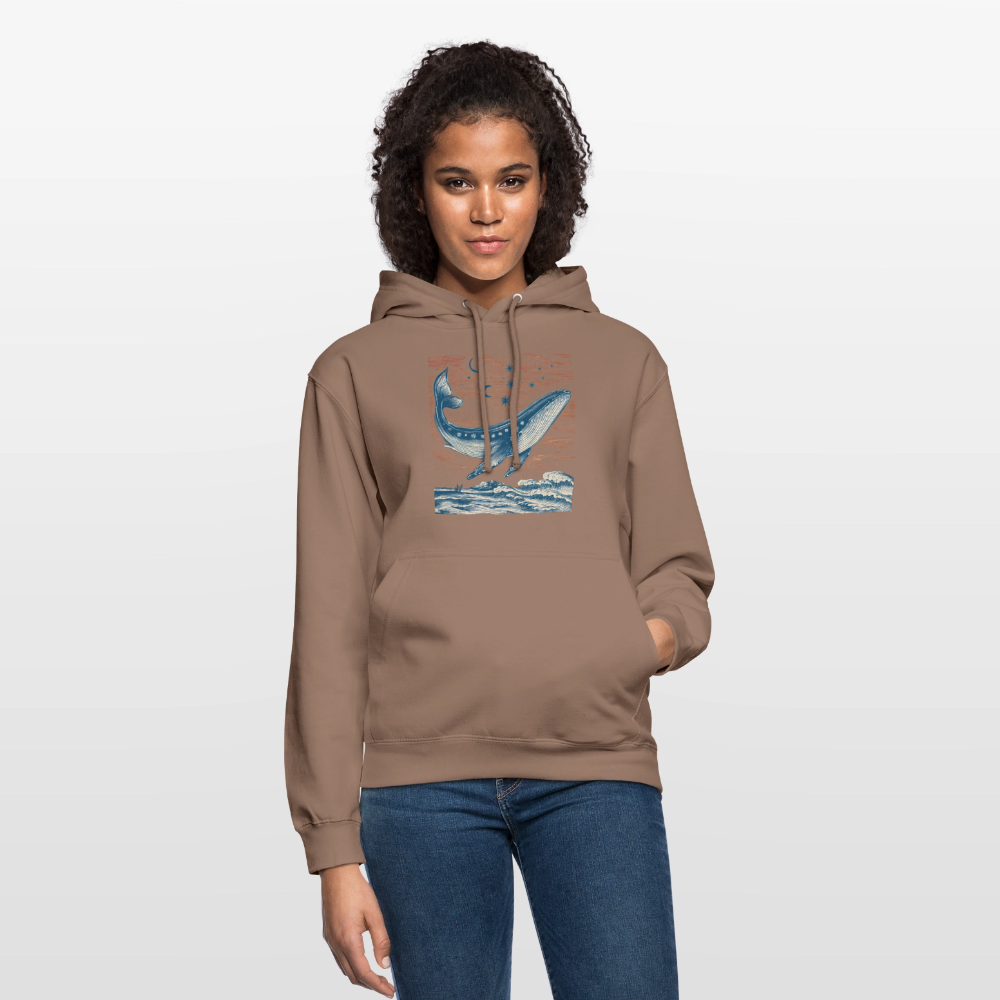 Kosmischer Wal – Retro Ocean Art - Unisex Hoodie - Mokka
