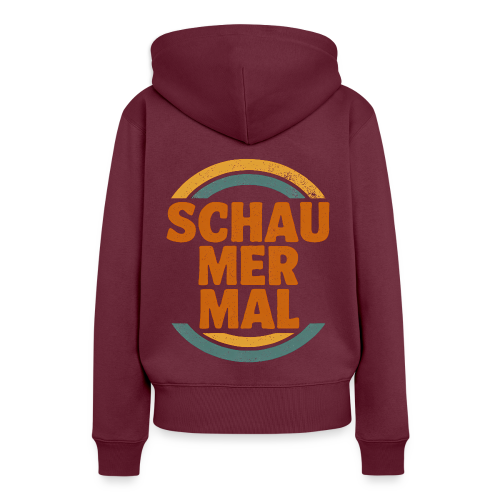 „Schau Mer Mal“ – Retro Look aus Hessen - Frauen Premium Bio Hoodie - Burgunderrot