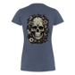 Boho Totenkopf mit Tattoos und Blumen - Frauen Premium T-Shirt - Blau meliert