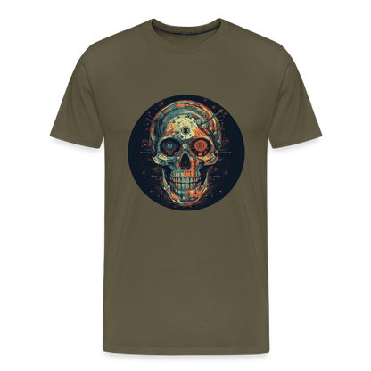 Retro Futuristischer Totenkopf Skull Cyborg- Männer Premium T-Shirt - by Artful Alchemist