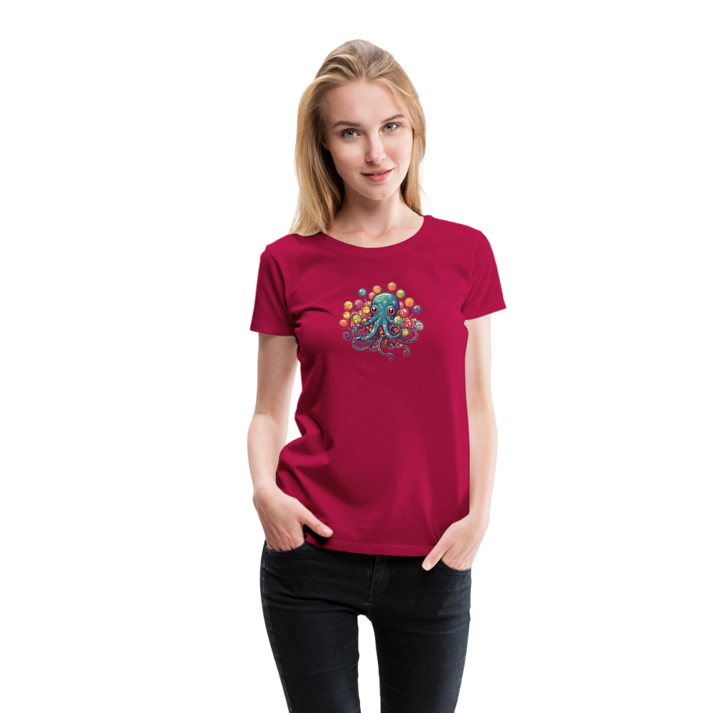 Lustiger Comic Oktopus mit Lollipops - Frauen Premium T-Shirts - dunkles Pink