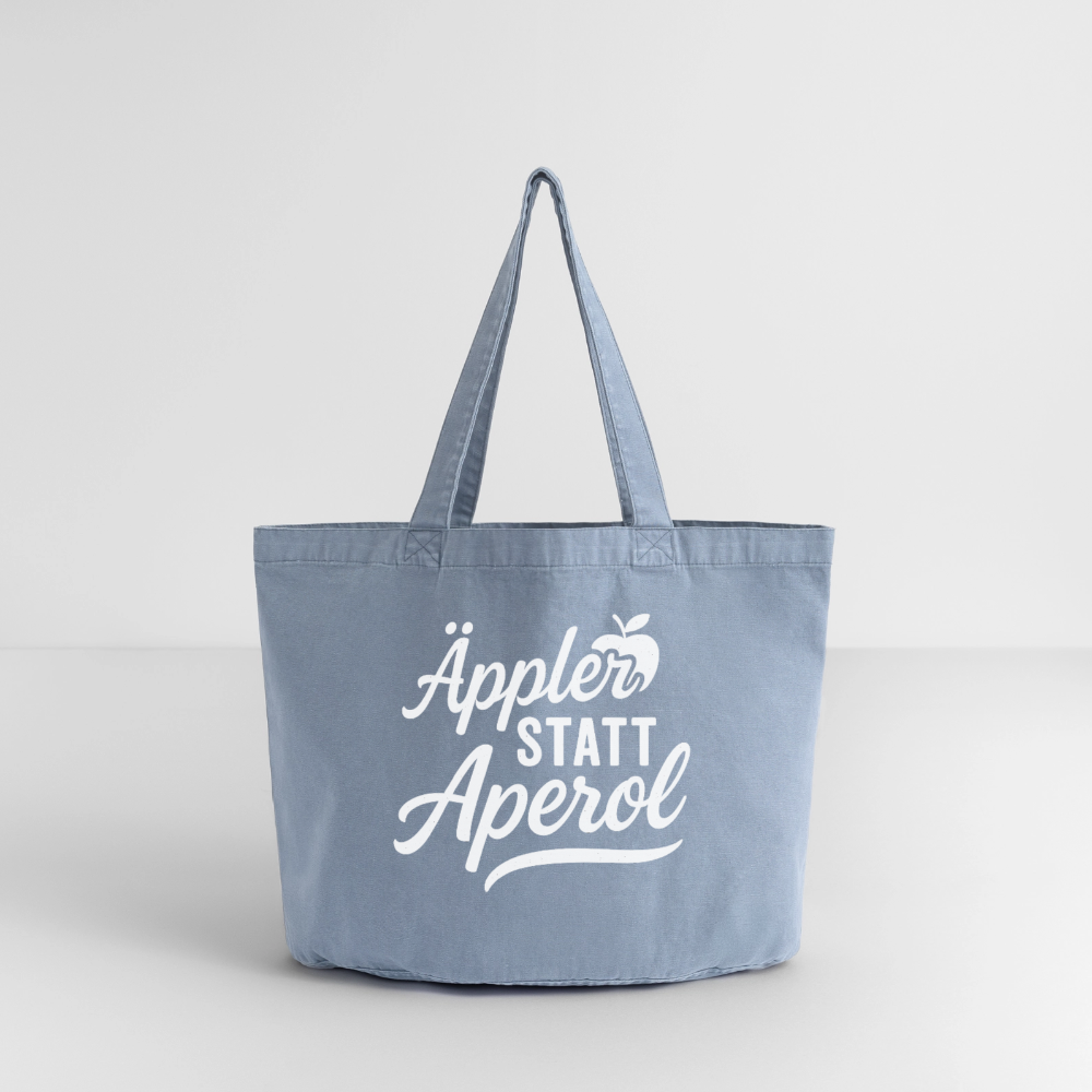 Äppler statt Aperol - Vintage-Washed Shopper - vintage light blue