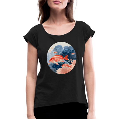 Bunter Meeres Fisch - Frauen T-Shirt mit gerollten Ärmeln - by Artful Alchemist