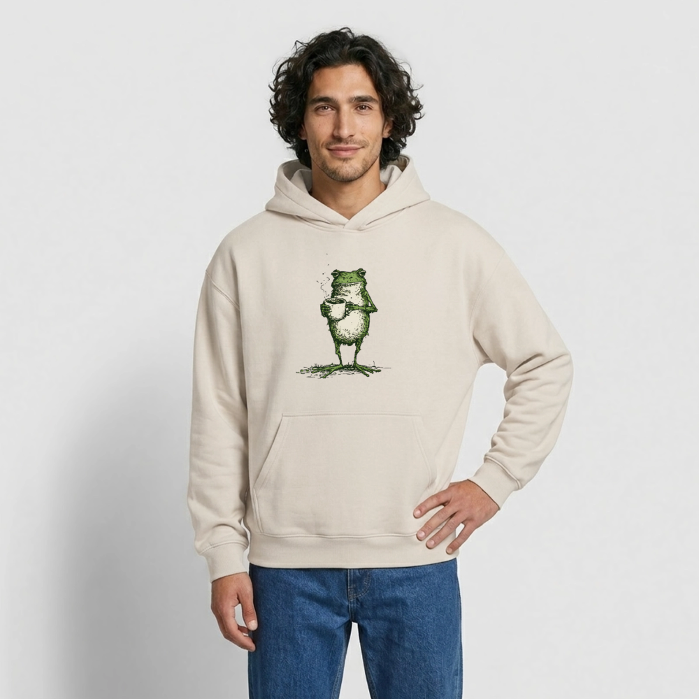 Coffee Frog – Oversized Heavyweight Unisex Hoodie - Beige