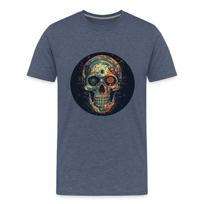 Retro Futuristischer Totenkopf Skull Cyborg- Männer Premium T-Shirt - by Artful Alchemist
