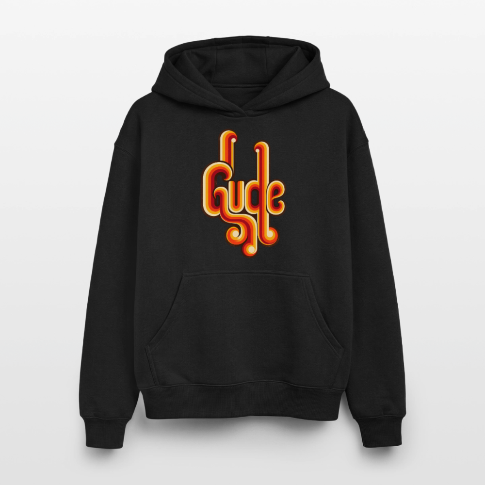 Gude Retro – Oversized Heavyweight Unisex Hoodie - Schwarz
