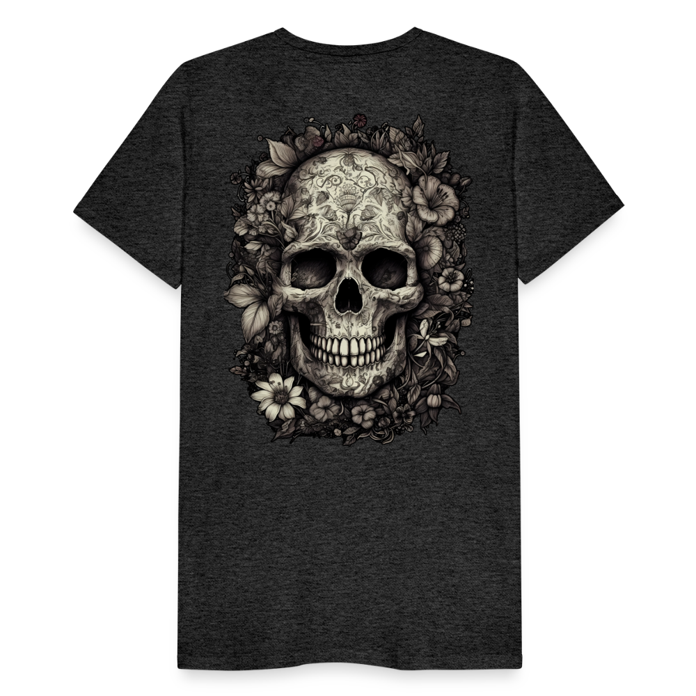 Boho Totenkopf mit Tattoos und Blumen - Männer Premium T-Shirt - Anthrazit