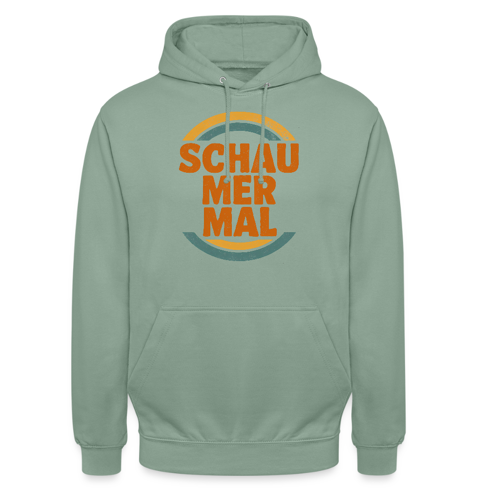 „Schau Mer Mal“ – Retro Look aus Hessen - Unisex Hoodie - Graugrün