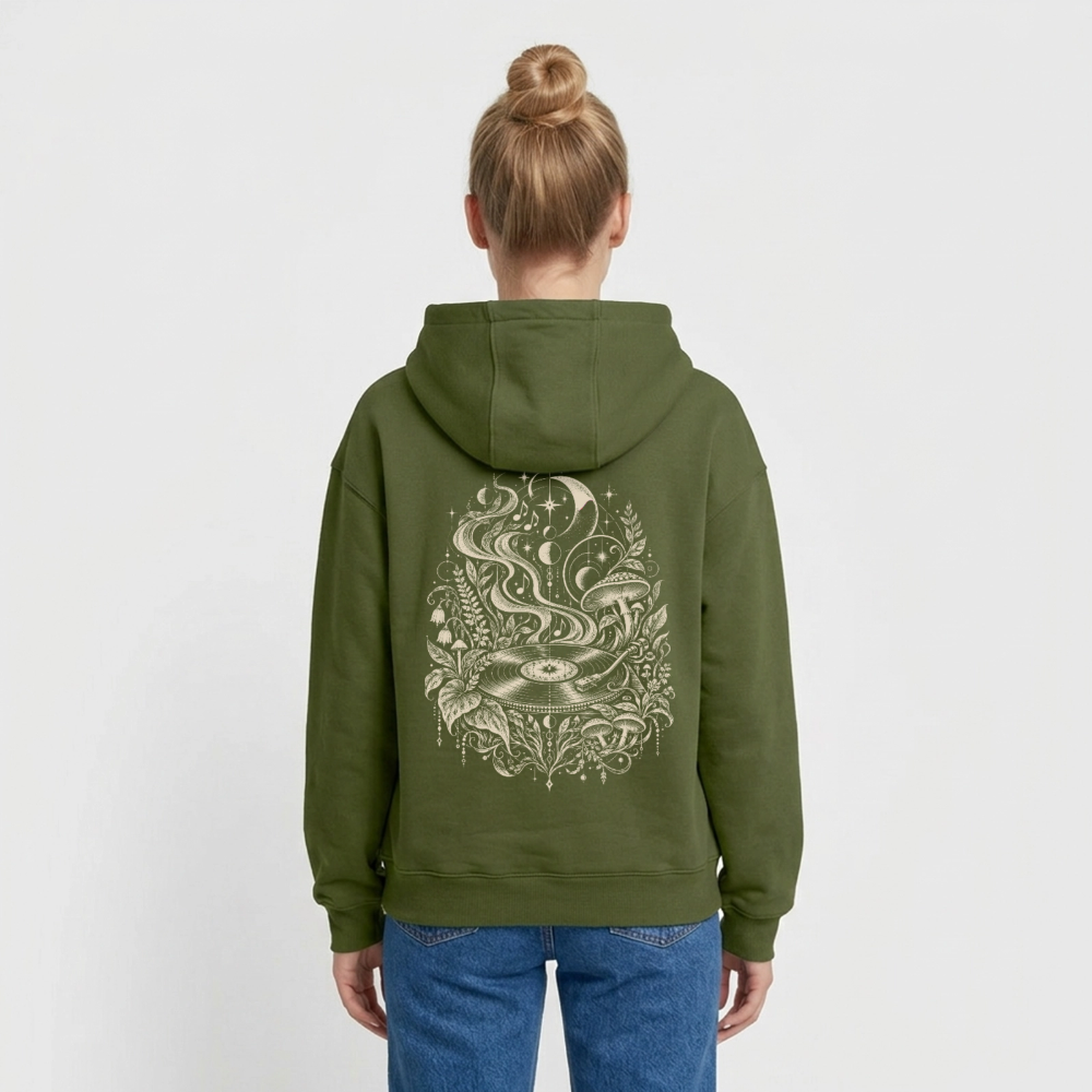 Moonlight Vinyl – Oversized Heavyweight Unisex Hoodie - Khaki