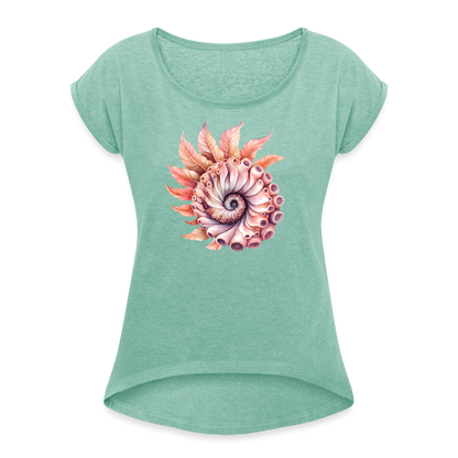 Fedriger Tentakel Nautilus - Goldener Schnitt - Frauen T-Shirt mit gerollten Ärmeln - by Artful Alchemist