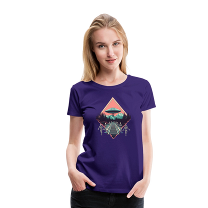 Retro UFO 80er Jahre Motiv - Frauen Premium T-Shirt - by Artful Alchemist