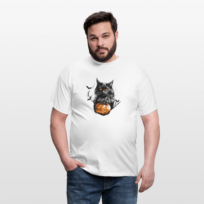 Schwarze Katze mit Halloween Kürbis - Männer T-Shirt - by Artful Alchemist