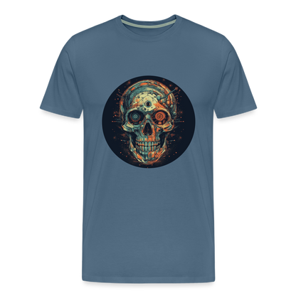 Retro Futuristischer Totenkopf Skull Cyborg- Männer Premium T-Shirt - by Artful Alchemist
