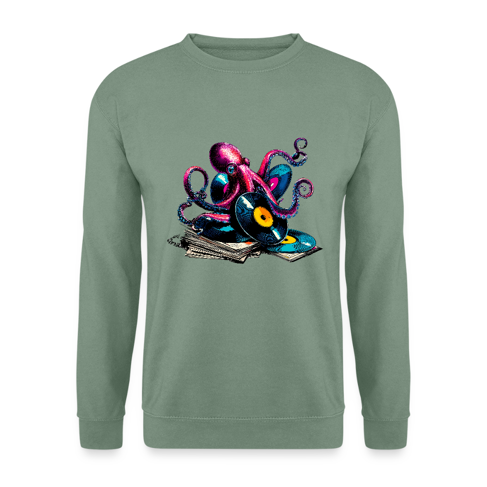DJ Oktopus – Wenn Tiefsee auf Vinyl trifft - Unisex Pullover - Graugrün