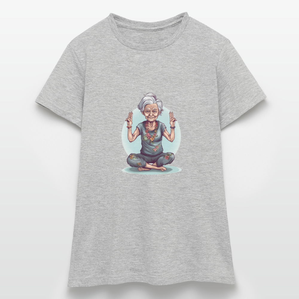 Coole Yoga Oma - Meditation im besten Alter  - Frauen T-Shirt - Grau meliert