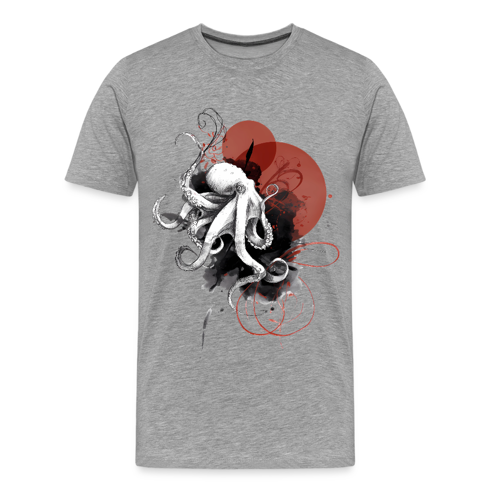 Oktopus Design – Tiefsee trifft Kunst - Männer Premium Bio T-Shirt - Grau meliert