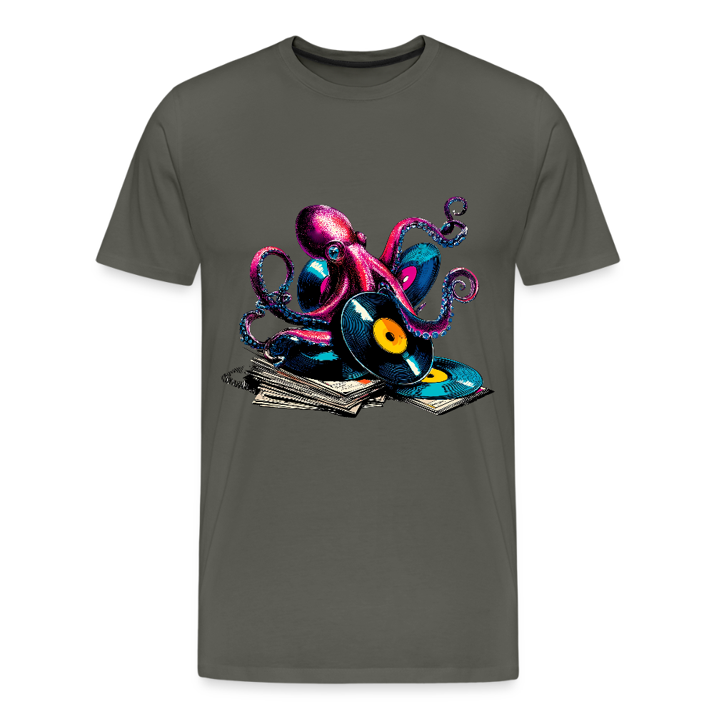 DJ Oktopus – Wenn Tiefsee auf Vinyl trifft - Männer Premium Bio T-Shirt - Asphalt