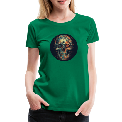 Retro Futuristischer Totenkopf Skull Cyborg- Frauen Premium T-Shirt - by Artful Alchemist