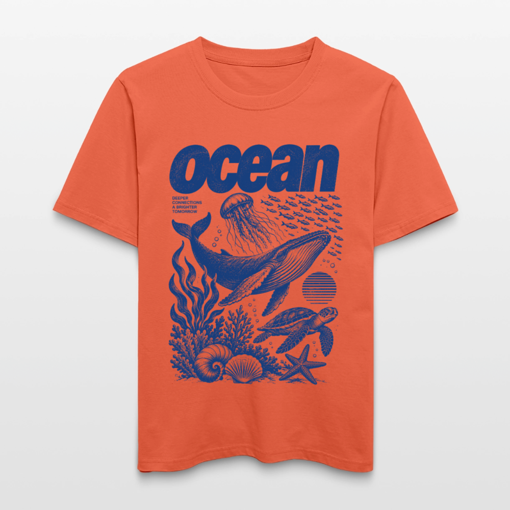 Ocean – Relaxed Fit Unisex Bio-T-Shirt mit Wal und Meerestieren - Hellrot
