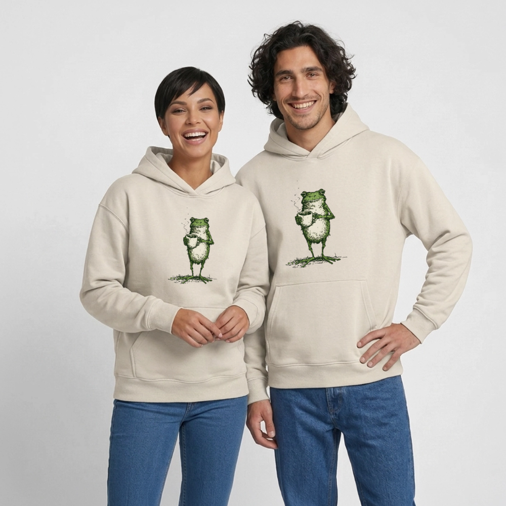 Coffee Frog – Oversized Heavyweight Unisex Hoodie - Beige