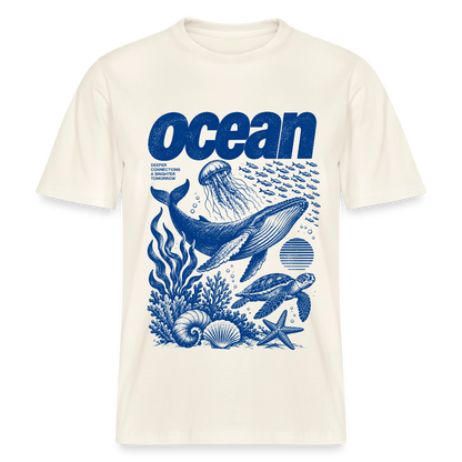 Ocean – Relaxed Fit Unisex Bio-T-Shirt mit Wal und Meerestieren - Naturweiß 