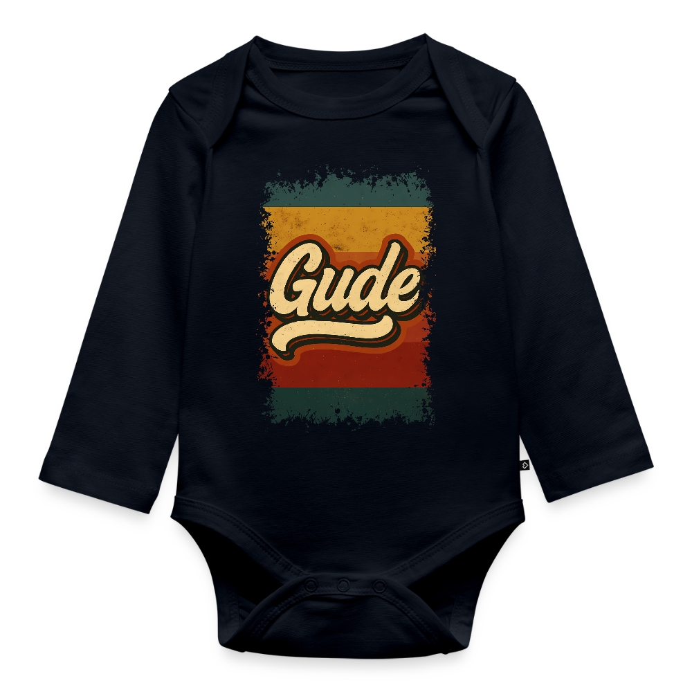 „Gude“ – Retro Look aus Hessen - Baby Bio-Langarm-Body - Navy
